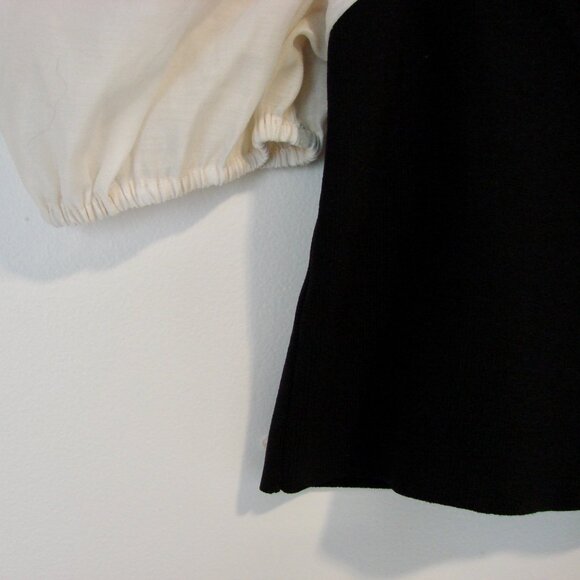 Miou Muse Black Cream Pouf Top Knit Ribbed Stretch Victorian Romantic Size Small - Picture 9 of 15